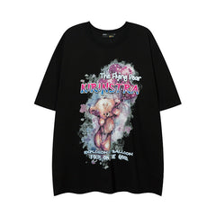 Men T Shirt Hip Hop round Neck Short Sleeve T-shirt Men and Women Loose All-Match Couple