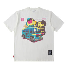 Men T Shirt Printed Short-Sleeved T-shirt Men Summer Menswear Loose-Fitting Casual round-Neck