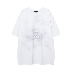 Men T Shirt Retro Alphabet Hip Hop Short Sleeve T-shirt Men and Women