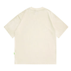 Men's T Shirt Letter Print Short-Sleeve T-shirt Men's and Women's Retro Loose round Neck