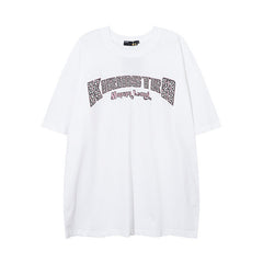 Men T Shirt Fashion Brand Leopard Print Letter Print Couple Short Sleeve T-shirt Men and Women