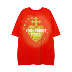 Men T Shirt Printed Short-Sleeved T-shirt Men's Ins Loose Street Casual Couple