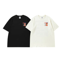 Men T Shirt Vintage College Style Sweet Cool Printed Couple Short Sleeve T-shirt Men and Women