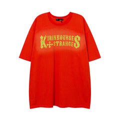 Men T Shirt Printed Short-Sleeved T-shirt Men's Ins Loose Street Casual Couple