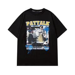 Men T Shirt Vintage Printed Couple Short Sleeve T-shirt Men and Women Ins Style