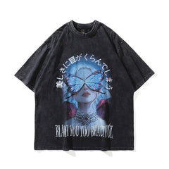 Men's T Shirt Printed Loose Short-Sleeved T-shirt Men's Retro Top