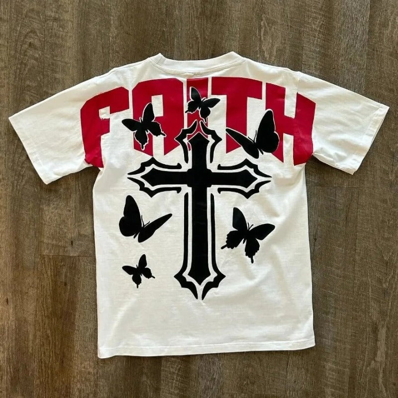 Street Unisex T-shirt Y2K Hip Hop Alphabet Vintage Cross Graphics