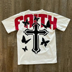 Street Unisex T-shirt Y2K Hip Hop Alphabet Vintage Cross Graphics