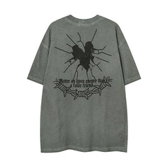 Men T Shirt Street Wash T-shirt Male and Female Trendy Brand Hip Hop round Neck Short Sleeve