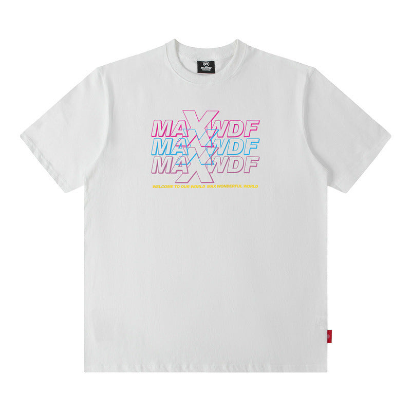 Men T Shirt Printed Half Sleeve Bottoming Summer Casual Short Sleeve T-shirt Men and Women