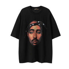 Men T Shirt West Coast Hip Hop Retro Printed Casual Short Sleeve T-shirt Men and Women
