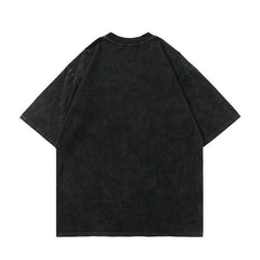 Men T Shirt Tkpa Dark High Street Punk Skull Print Worn Looking Washed-out Short Sleeve T-shirt Men's and Women's Ins Hip-Hop Street Top