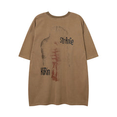 Men T Shirt Distressed Washed Loose Casual Short-Sleeved T-shirt for Men and Women
