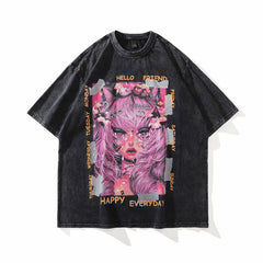 Men T Shirt Retro Portrait Printing Short Sleeve T-shirt Loose