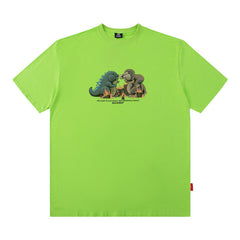 Men T Shirt Vintage Print Short Sleeves T-shirt Men and Women Couple Casual Loose