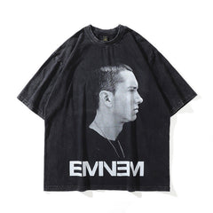Men T Shirt Retro Figure Hip Hop Print Short Sleeve T-shirt for Men and Women