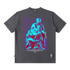 Men T Shirt Hip Hop Oil Painting Short-Sleeved T-shirt Men's Trendy Summer Couple