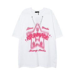 Men T Shirt Five-Pointed Star Printed Short-Sleeved T-shirt Loose Men and Women Casual