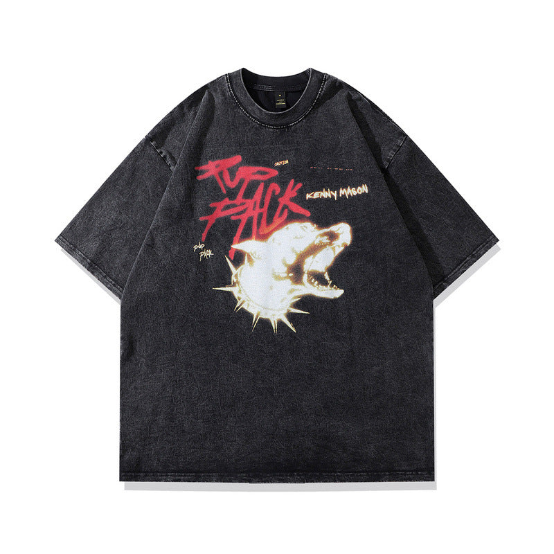 Men T Shirt Vintage Printed Distressed Short Sleeve T-shirt for Men and Women