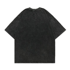 Men's T Shirt round Neck Washed Old Loose Men's and Women's Short Sleeve T-shirt