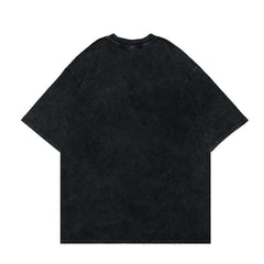 Men T Shirt Washed and Worn Gray Printed Loose T-shirt Summer Street