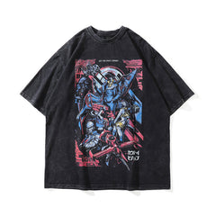 Men T Shirt Cotton Short-Sleeved T-shirt Men and Women Distressed Letters Anime Print