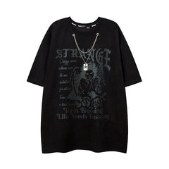 Men T Shirt Vintage Angel Print Short-Sleeved T-shirt Men and Women Ins Style Couple