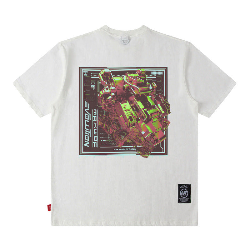 Men T Shirt Couple Summer Short Sleeve Loose Retro Angel Print T-shirt