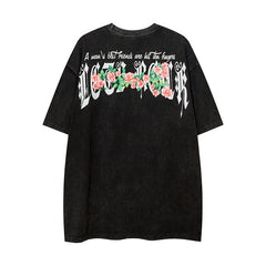 Men T Shirt Wash T-shirt Male and Female Trendy Brand Hip Hop Retro round Neck Short Sleeves