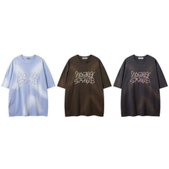 Men T Shirt Hiphip Letter Embroidered Short Sleeve T-shirt Men and Women Couple