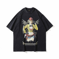 Men T Shirt Cartoon Short Sleeve T-shirt Fashion Brand Couple Men and Women High Street Hip Hop Retro