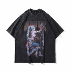 Men T Shirt Short Sleeve T-shirt Men and Women Loose Retro Hip Hop Loose