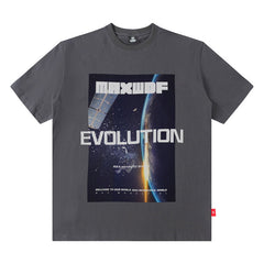 Men T Shirt Astronaut Printed Short-Sleeved T-shirt Men's Summer Top Loose