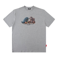 Men T Shirt Vintage Print Short Sleeves T-shirt Men and Women Couple Casual Loose