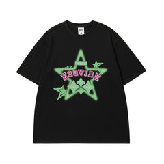 Men T Shirt Five-Pointed Star Printed Short-Sleeved T-shirt Men and Women Ins Style Couple