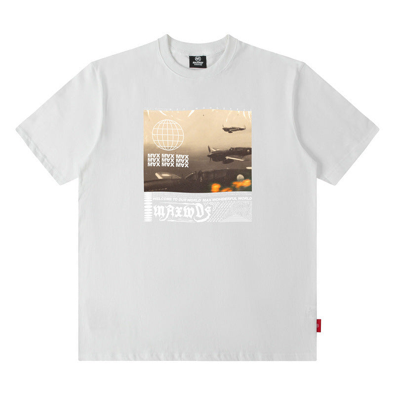 Men T Shirt Printed Short Sleeve T-shirt Loose round Neck Summer Menswear