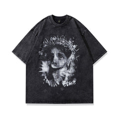 Men T Shirt Printed Vintage Couple Short Sleeve T-shirt Men and Women