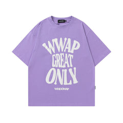 Men T Shirt Letter Short Sleeve T-shirt Men's Retro Loose Pure Cotton Couple