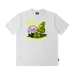 Men T Shirt Rose Print Short Sleeve Loose Fashion Brand Hip Hop Men