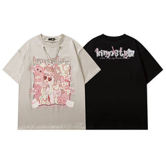 Men T Shirt Anime Print Casual All-Match Short-Sleeved T-shirt Men and Women