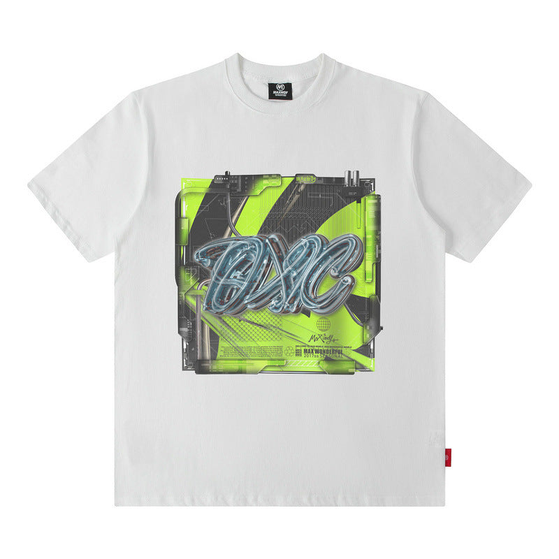 Men T Shirt Hip Hop Print Short Sleeve T-shirt Men and Women All-Matching Cotton