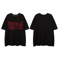 Men's T Shirt Rhinestone Printed Short-Sleeved T-shirt Men's Summer Loose Casual