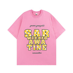 Men's T Shirt Letter Print Couple's Short-Sleeved T-shirt Men's and Women's Casual All-Matching