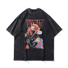 Men T Shirt Vintage Cartoon Printed Short Sleeve T-shirt for Men and Women
