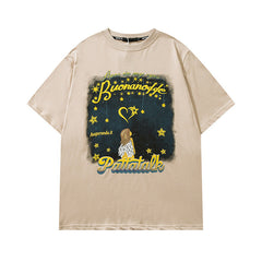 Men's T Shirt Graffiti Printing Short-Sleeved T-shirt Men's and Women's Hiphop