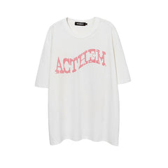 Men's T Shirt Loose Short-Sleeved T-shirt Men's Trendy Retro Printed Hip Hop