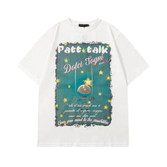 Men T Shirt Hip Hop Design Cartoon Couple Short Sleeve T-shirt Men and Women