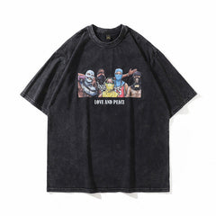 Men T Shirt Vintage Print Short Sleeves T-shirt Women Loose