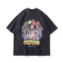Men T Shirt Distressed Printed Loose Casual Short-Sleeved T-shirt Men