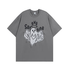 Men T Shirt Sweet Cool Foam Printed Couple Short Sleeve T-shirt Men's Casual